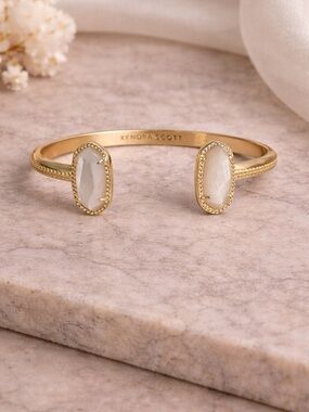 Kendra Scott Gold Open Cuff with Cream Cabochons